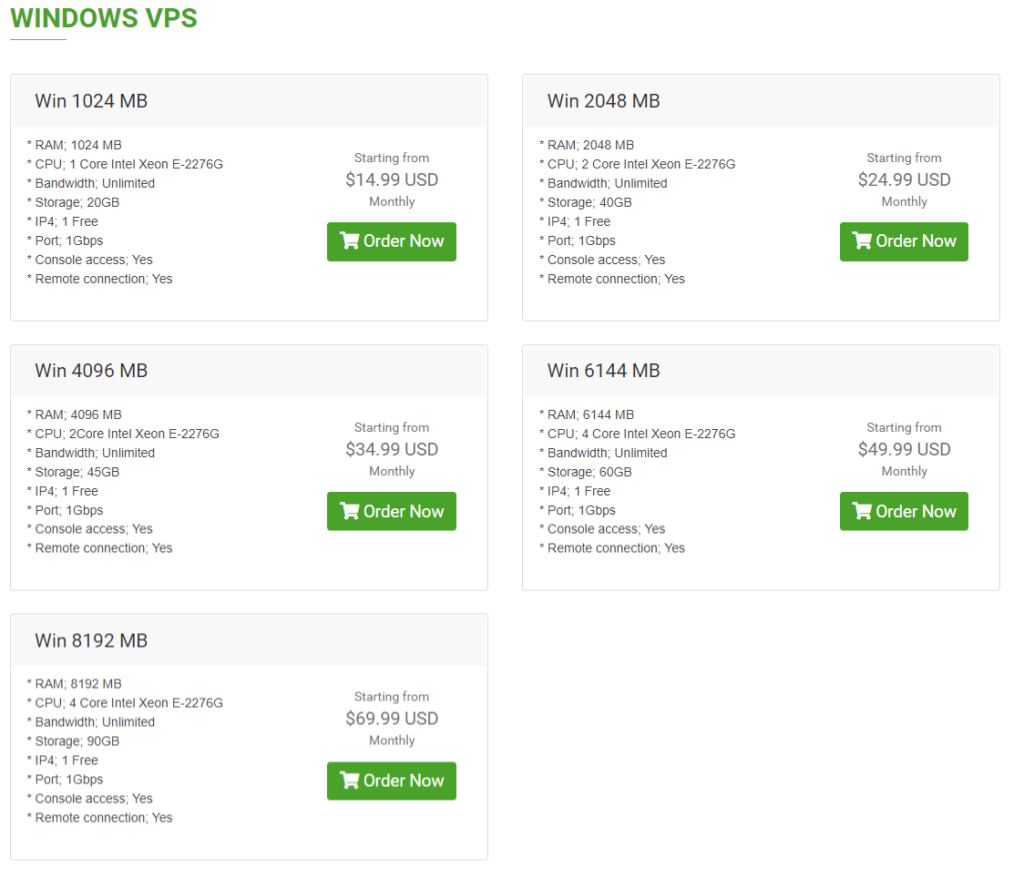 Shopping Cart VPSMakers - CyberNaira VPSMakers Windows server price list