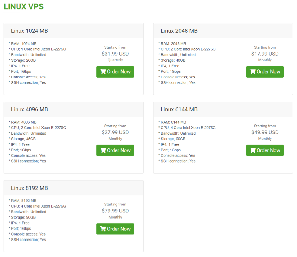 Shopping Cart VPSMakers Linux Server - CyberNaira VPSMakers Linux Server price list