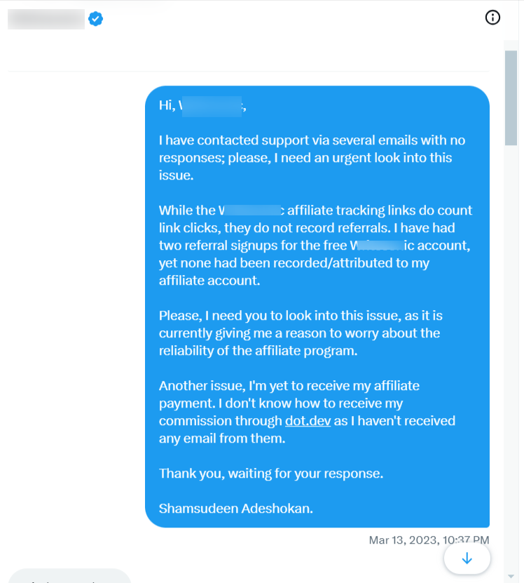 image 4 - CyberNaira Twitter DM conversation with an affiliate manager