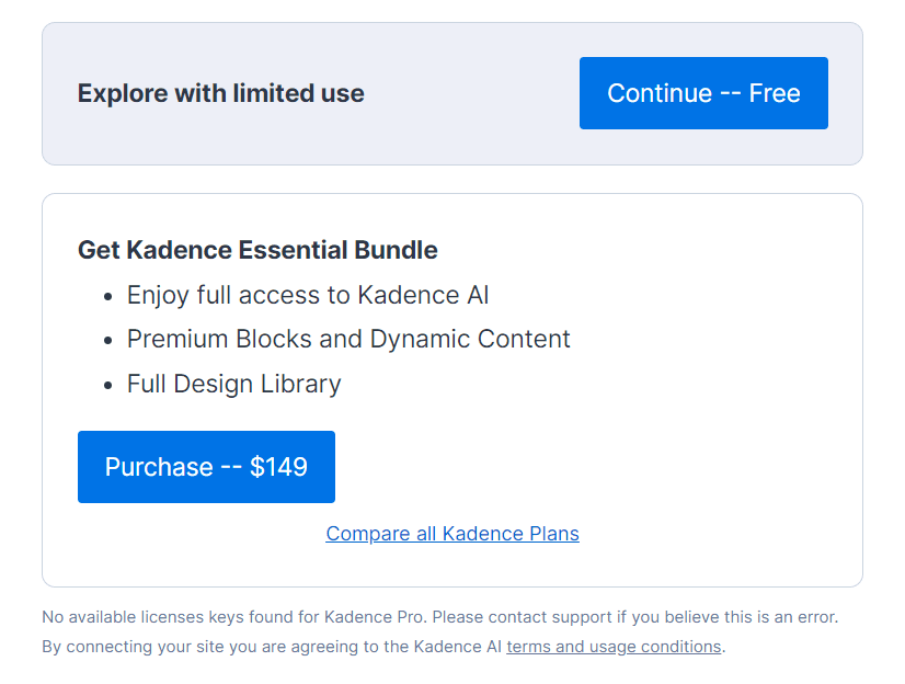 Account authentication for Kadence