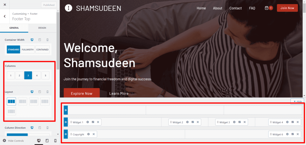 Customizing Kadence theme Footer 