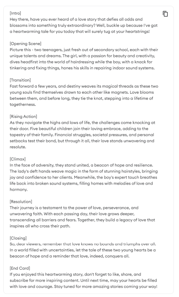 AI script story by VEED ai script generator