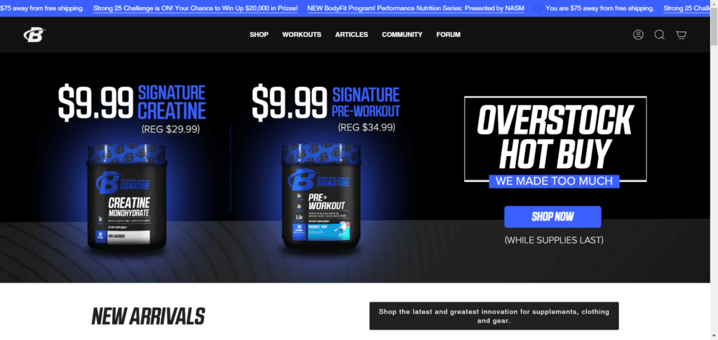 Bodybuilding dot com - Shopify store