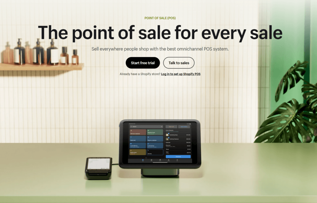 Shopify POS features landing page 