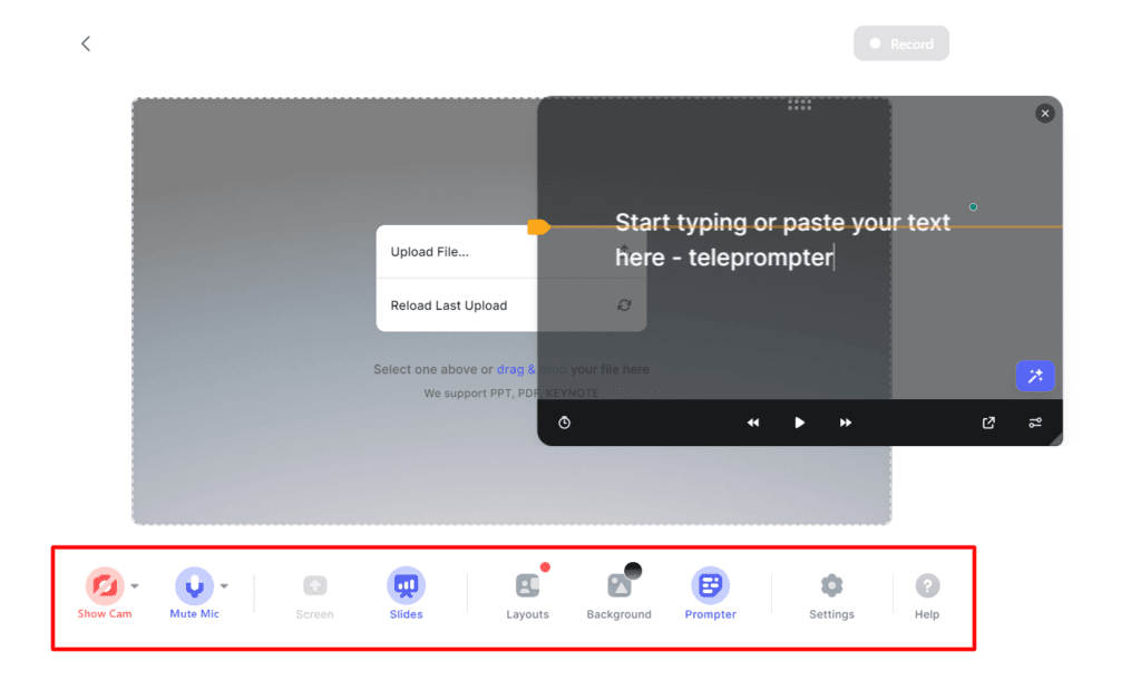 VEED - Teleprompter interface