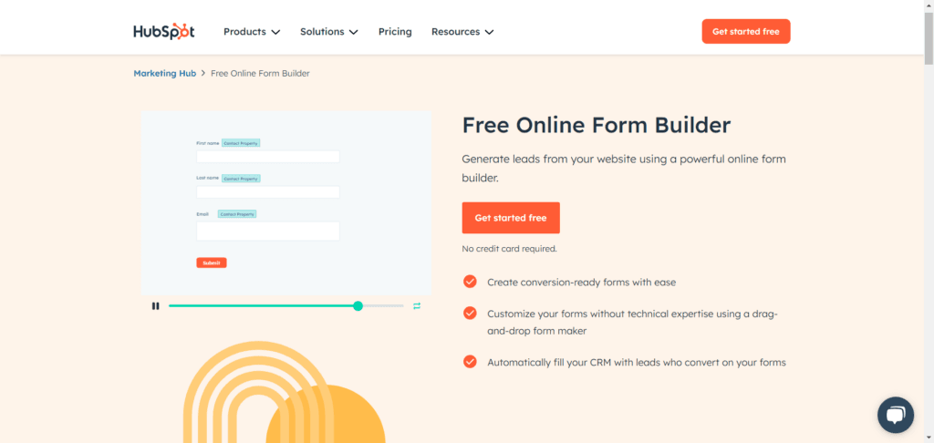 HubSpot online form builder