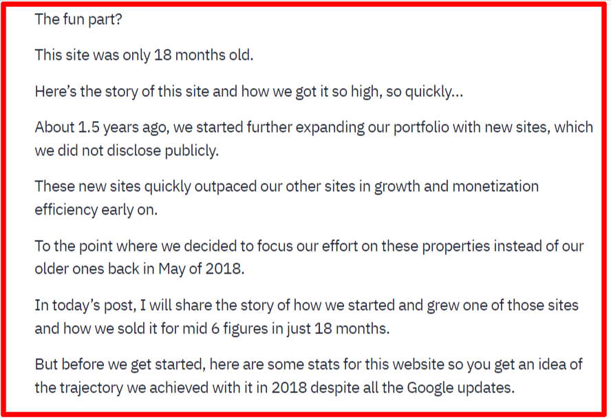Authority Hackers Case Study on selling a site