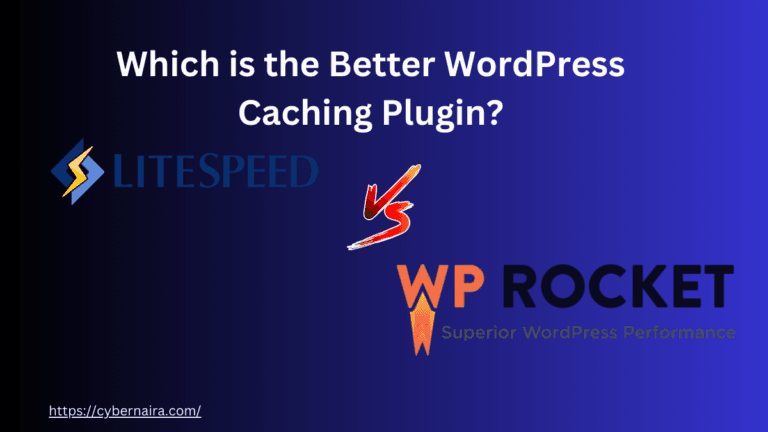 An illustrative graphic with the headline "Which is the Better WordPress Caching Plugin?" featuring the LiteSpeed and WP Rocket logos separated by a "Vs" symbol on a dark blue gradient background.