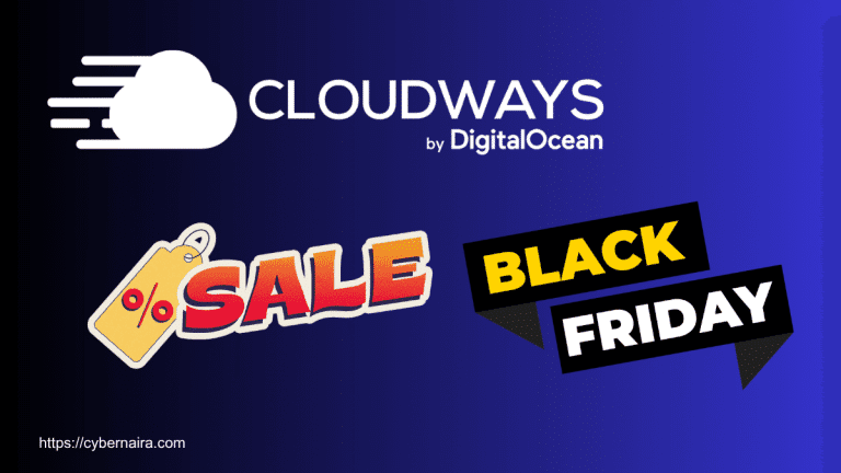 Cloudways Black Friday sale banner showing the Cloudways brand logo and discount promotion