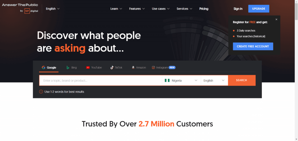 Answer The Public - home page