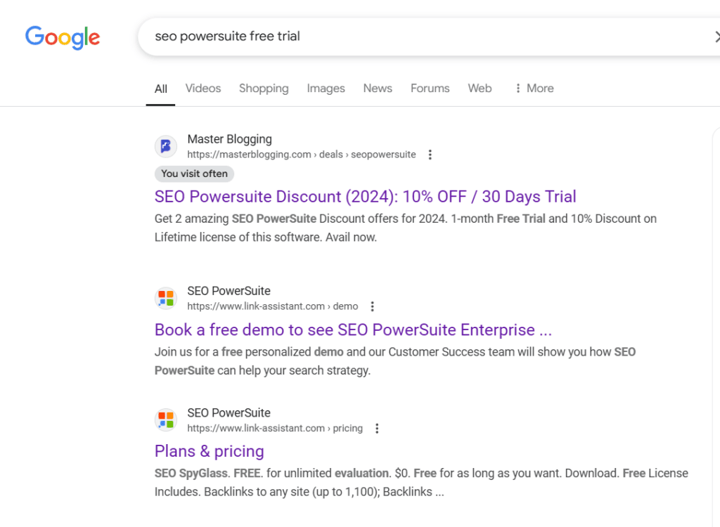 Google Search result pages