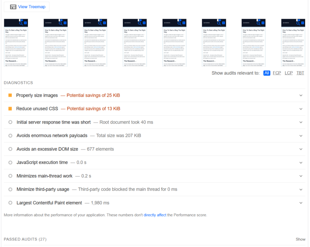 PageSpeed Insights diagnostics result after Activtaing WP Rocket - CyberNaira PageSpeed-Insights score for Astra theme after activating WP Rocket plugin