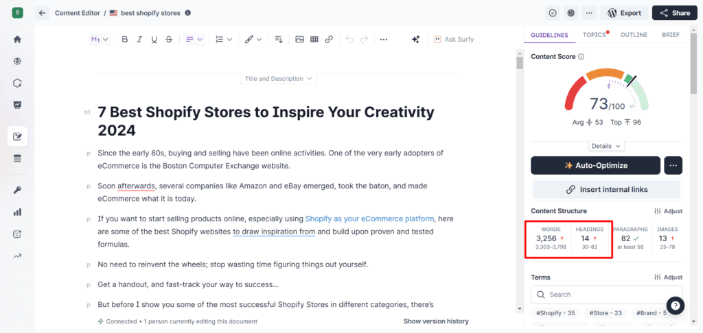 Surfer SEO Auto-Optimize content