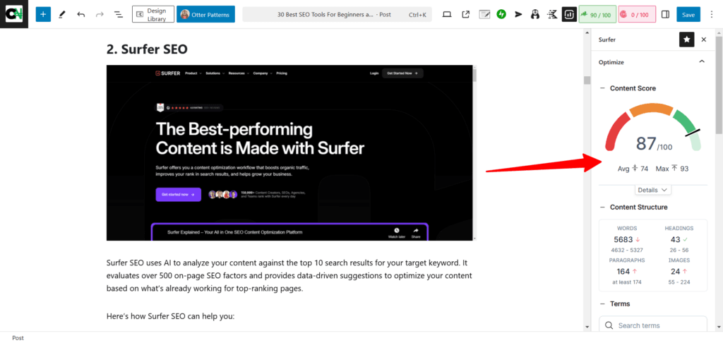 Surfer SEO Auto-Optimize feature - WordPress Integrations
