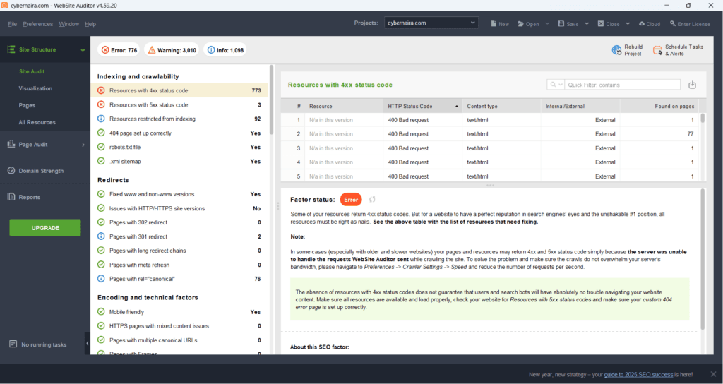 Website Auditor SEO audit reports 