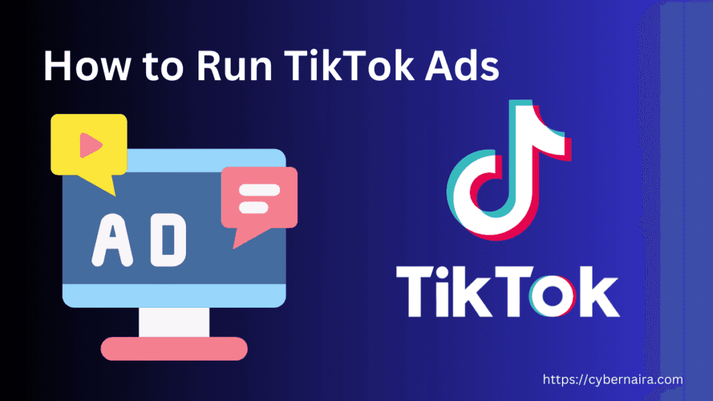 How to run TikTok ads illustration showing TikTok logo and digital advertising concept.