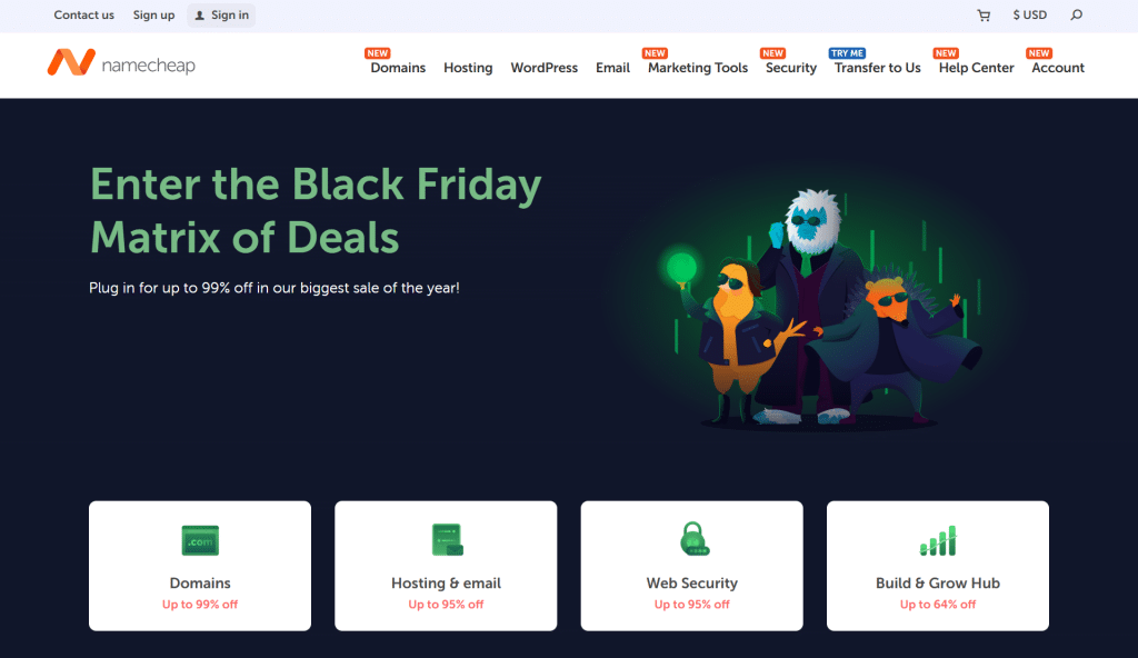 Namecheap BFCM Deal 2025 landing page - CyberNaira Namecheap BFCM Deal 2025 landing page
