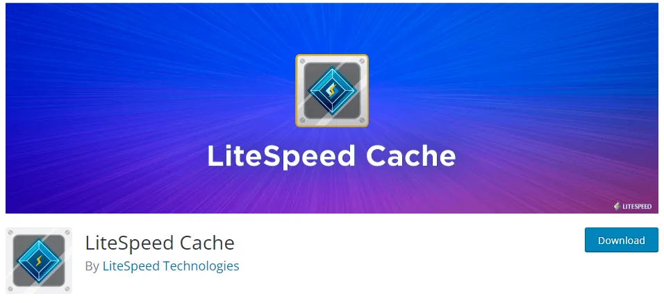 LiteSpeed Cache WordPress plugin banner showing LiteSpeed Cache performance optimization plugin by LiteSpeed Technologies.
