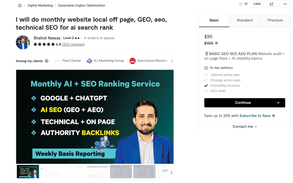 Fiverr monthly local off-page, GEO, AEO, and technical SEO services by Shahid Nawaz for ranking in Google and ChatGPT.
