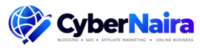 CyberNaira primary horizontal logo with globe marker icon and brand tagline.